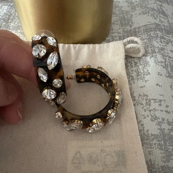 J. Crew Tortoise Shell and Crystal Embellished Earrings - Picture 3 of 4
